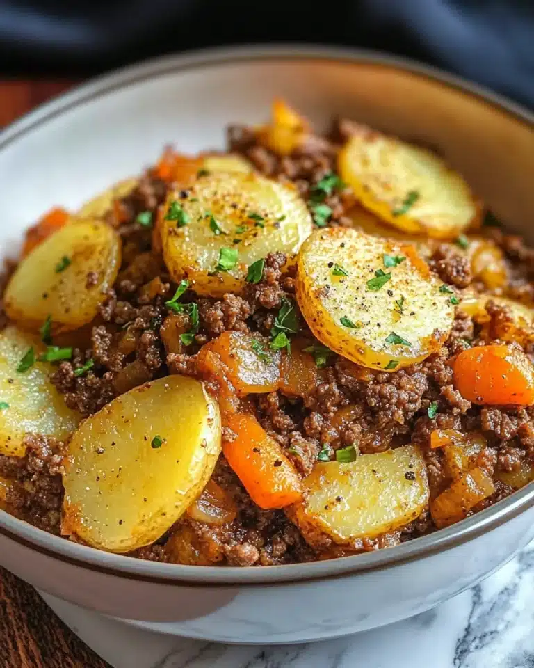 Creamy Cheddar Beef and Potato Bake Recipe