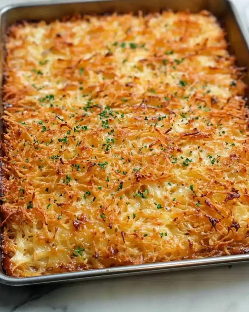 Cheesy Crispy Sheet Pan Hashbrowns Recipe