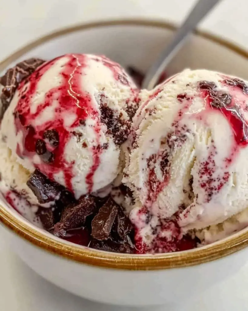 Vanilla Ice Cream with Chocolate and Cherries Recipe
