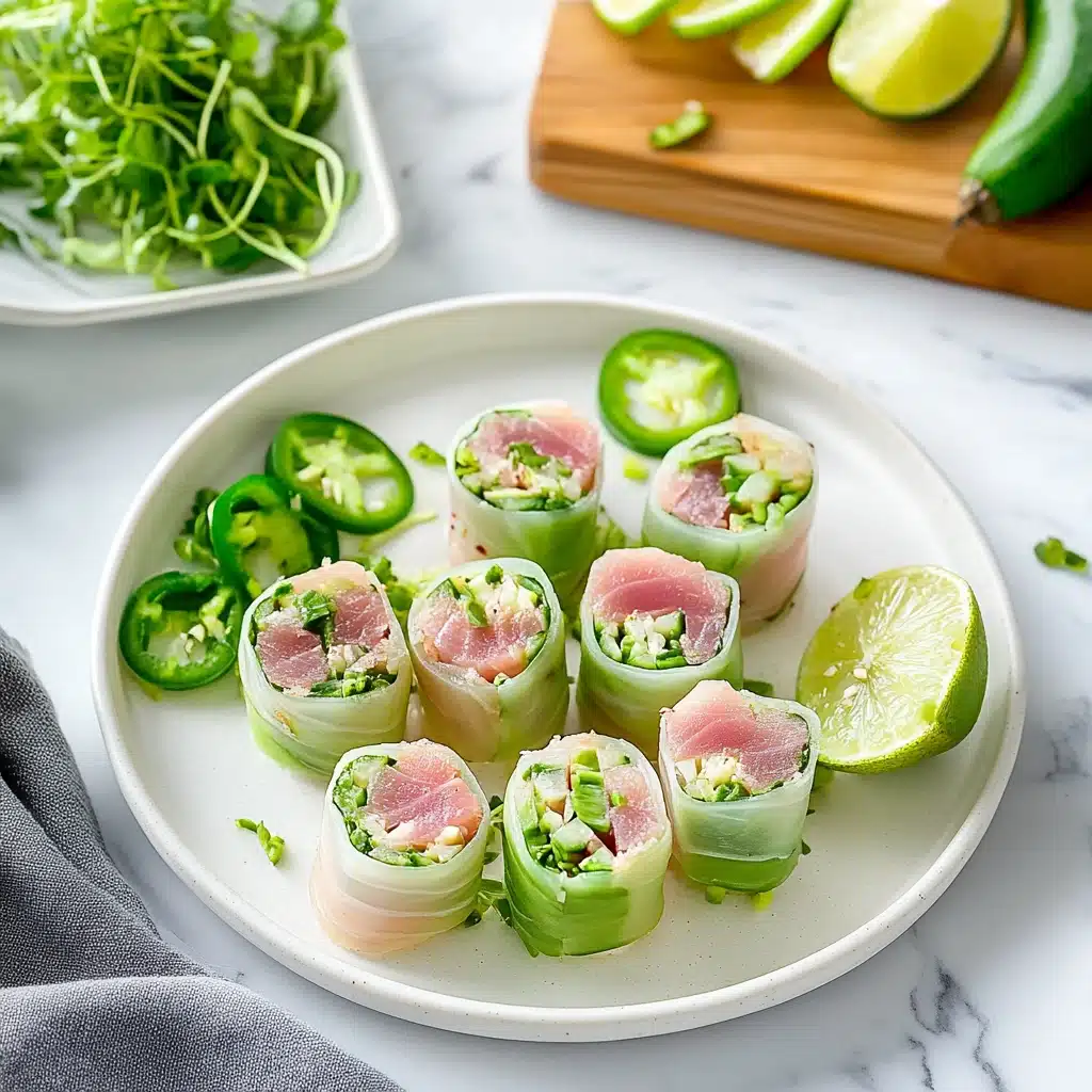 Cucumber Tuna Avocado Salad Rolls Recipe - Recipe Image