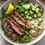Grilled Skirt Steak with Lemon Herb Couscous Salad Recipe
