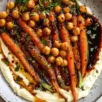 Spicy Maple Roast Carrots with Crispy Chickpeas and Yogurt Sauce Recipe