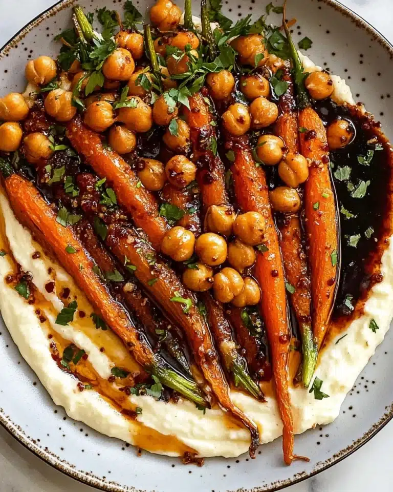 Spicy Maple Roast Carrots with Crispy Chickpeas and Yogurt Sauce Recipe