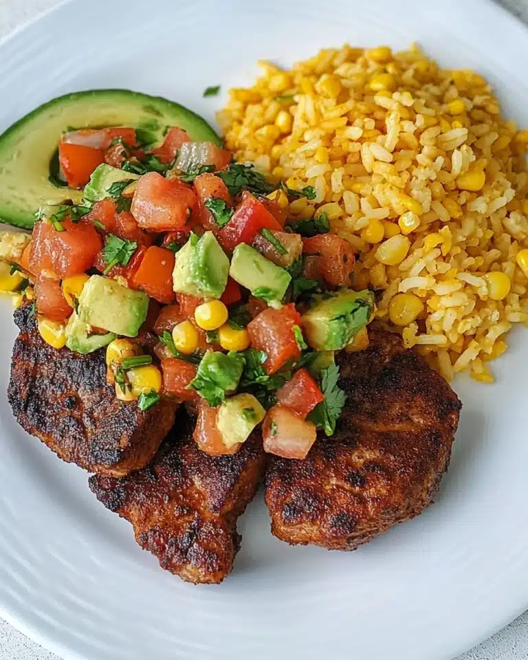 Blackened Chicken with Avocado Corn Topping Recipe