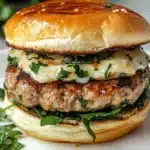 White Cheddar and Spinach Chicken Burgers Recipe