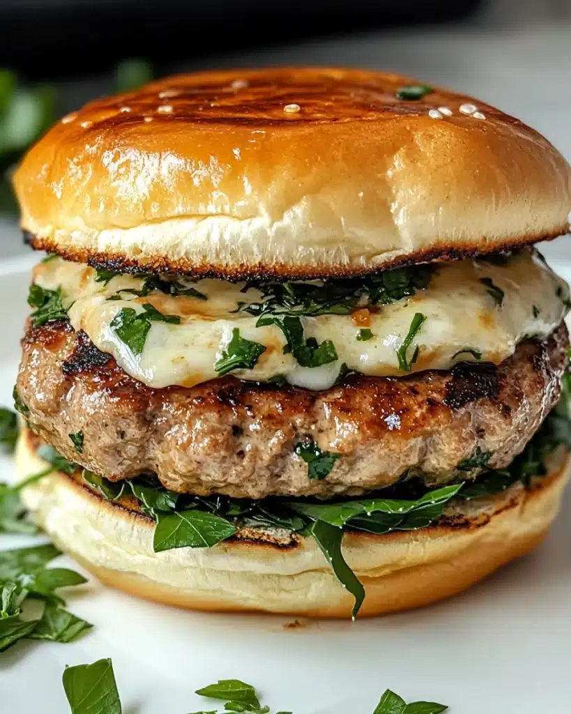 White Cheddar and Spinach Chicken Burgers Recipe