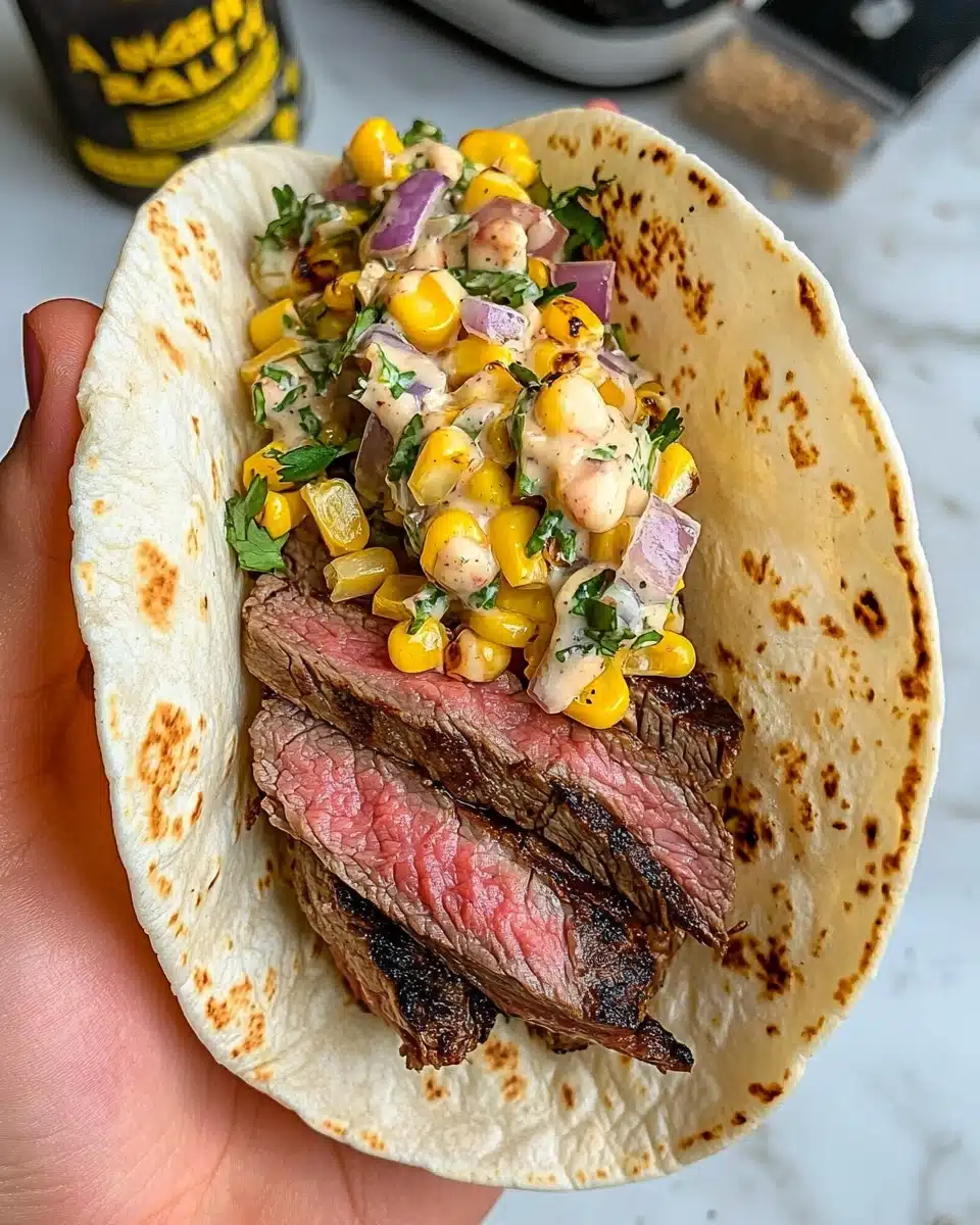 Grilled Elote Steak Tacos Recipe