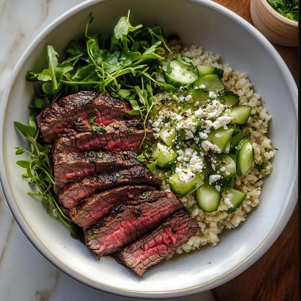 Grilled Skirt Steak with Lemon Herb Couscous Salad Recipe - Recipe Image