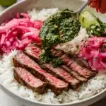 Skirt Steak Rice Bowls with Chimichurri Sauce Recipe