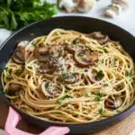 Mushroom and Garlic Spaghetti Dinner Recipe