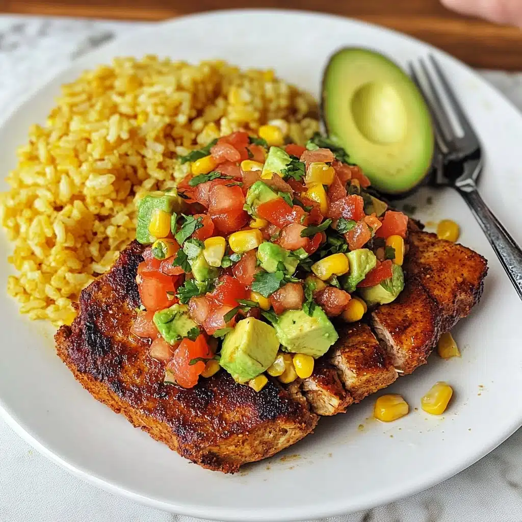 Blackened Chicken with Avocado Corn Topping Recipe - Recipe Image
