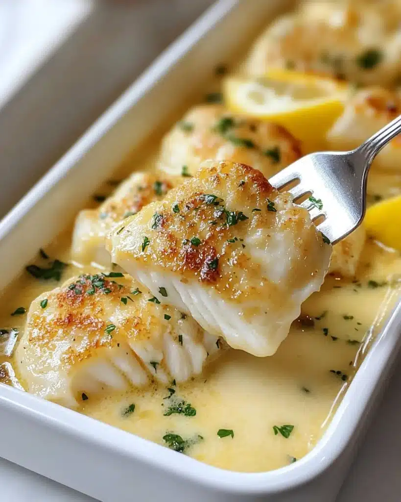 Creamy Lemon Garlic Baked Cod Recipe