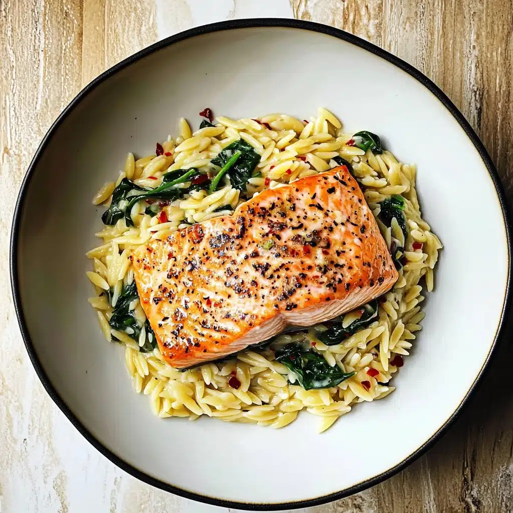 One Skillet Salmon with Lemon Orzo Recipe - Recipe Image