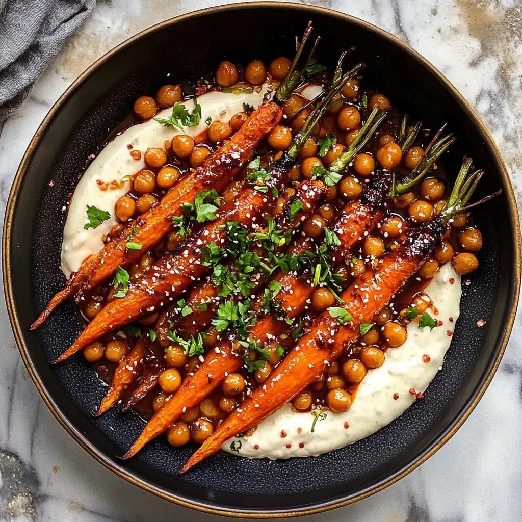 Spicy Maple Roast Carrots with Crispy Chickpeas and Yogurt Sauce Recipe - Recipe Image