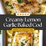 Creamy Lemon Garlic Baked Cod Recipe