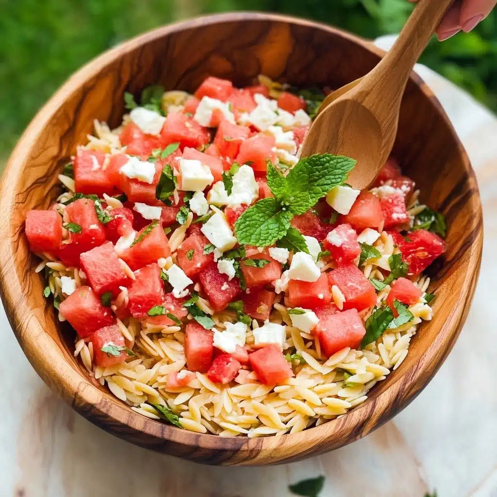 Watermelon Feta Orzo Salad with Lemon and Basil Recipe - Recipe Image