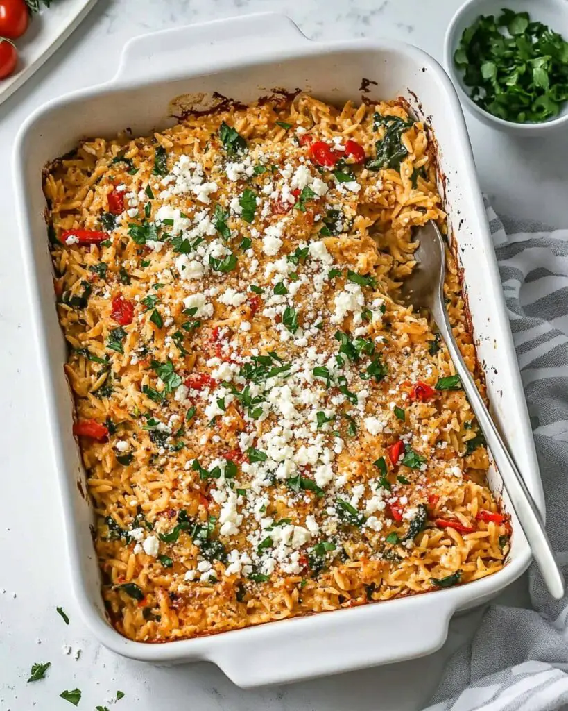 Greek Chicken Orzo Casserole Recipe