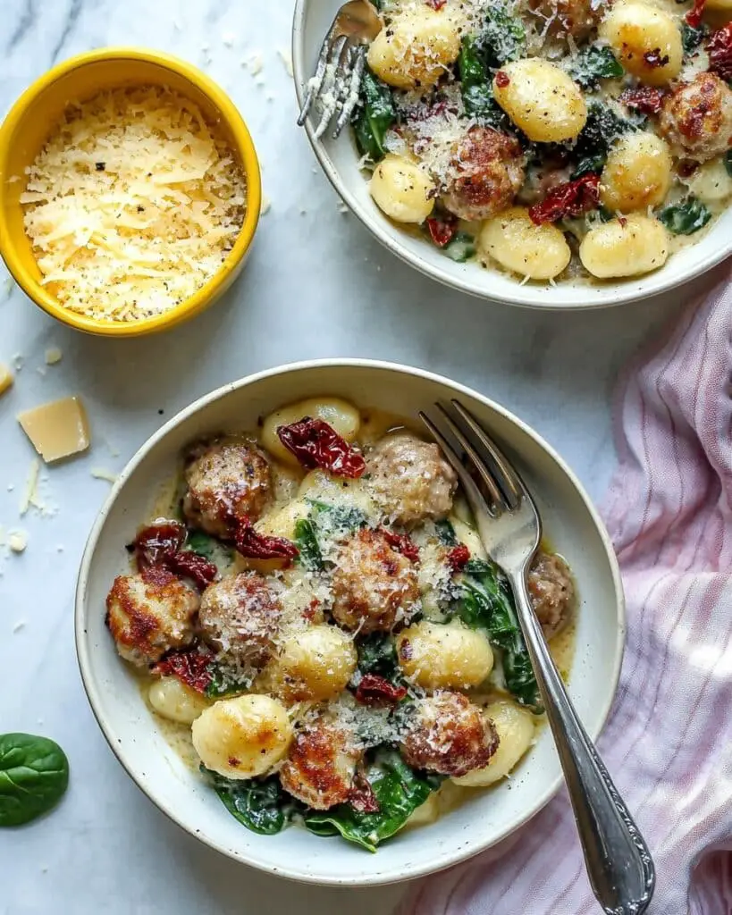 Slow Cooker Tuscan Chicken Meatballs with Gnocchi Recipe