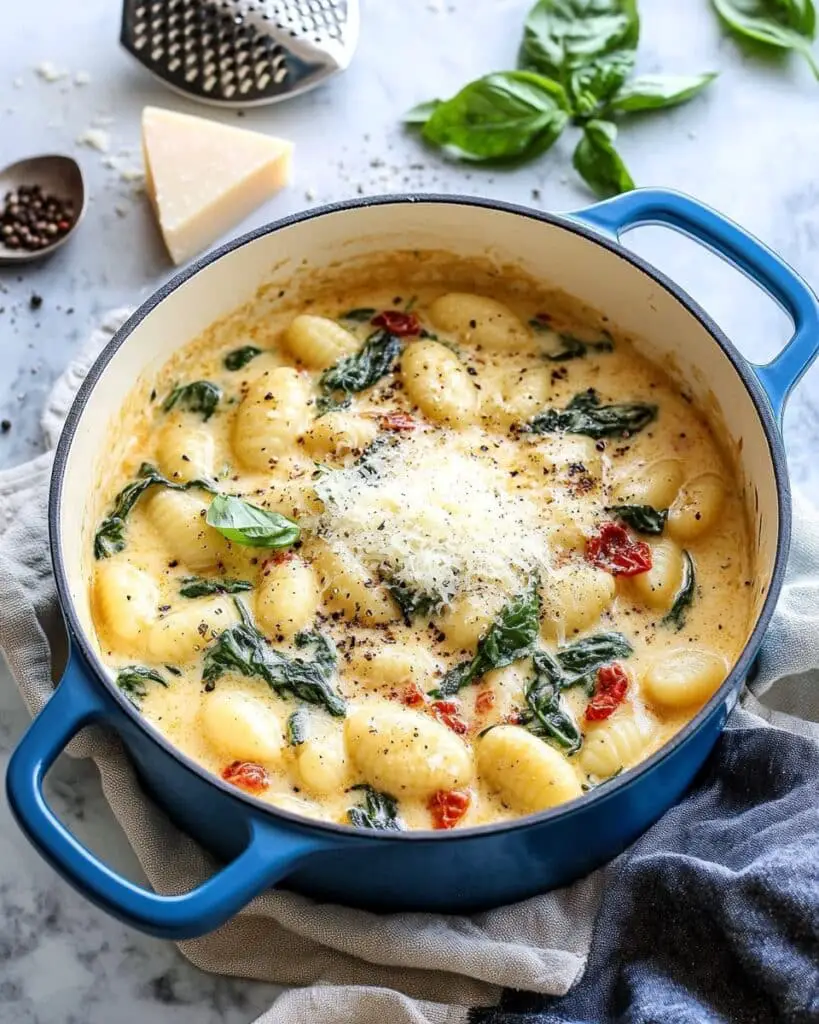 Tuscan Butter Gnocchi with Sun-Dried Tomatoes and Spinach Recipe