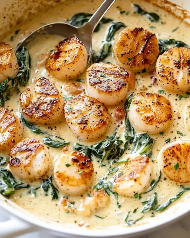 Creamy Garlic Butter Tuscan Scallops Recipe