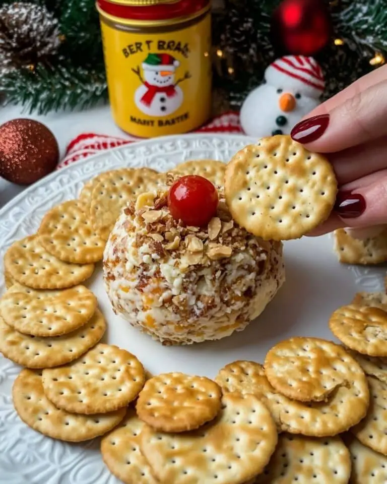 Rudolph Cheese Ball with Pecans and Festive Garnishes Recipe
