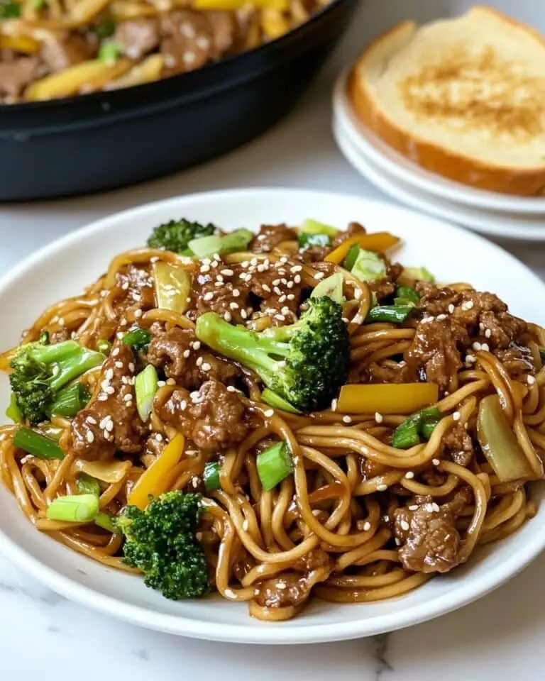Mongolian Ground Beef Noodles with Vegetables Recipe