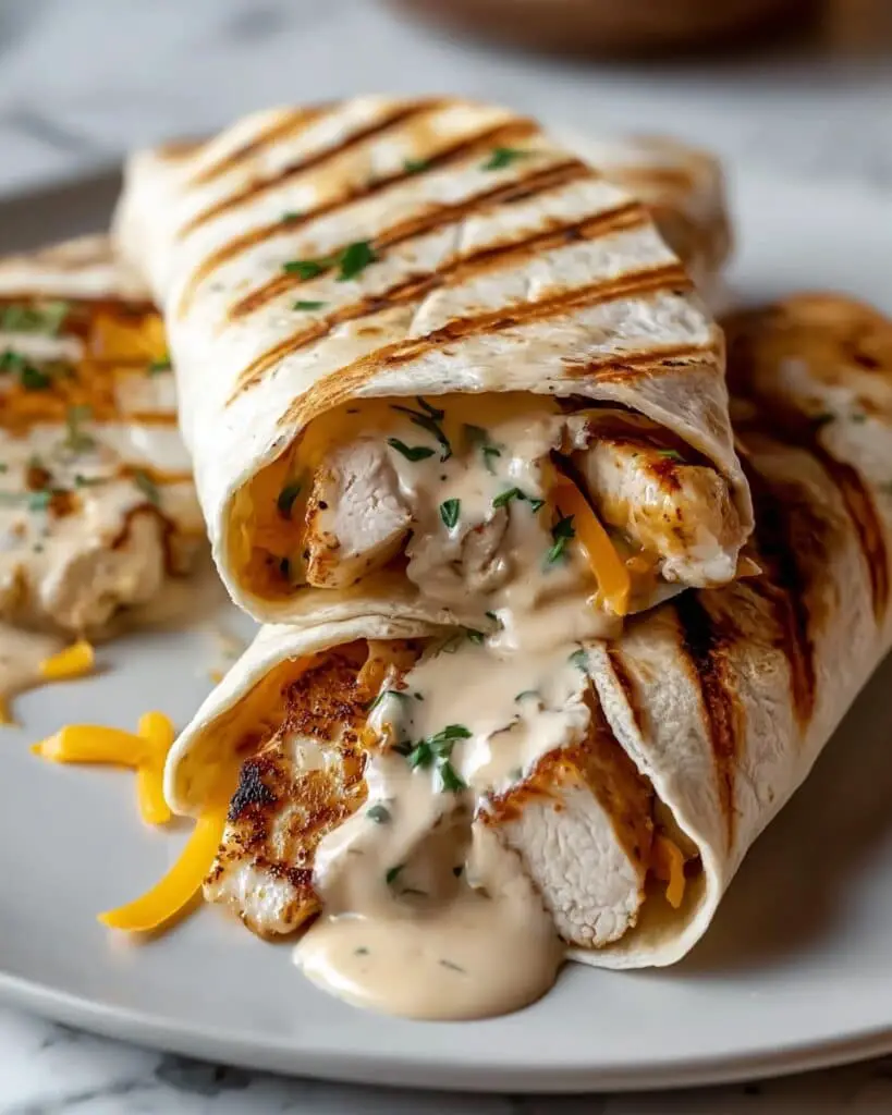 Cheesy Garlic Chicken Wraps Recipe