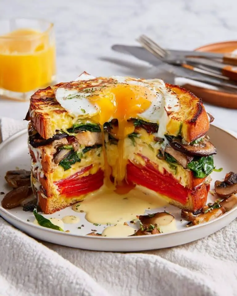 8-Layer Breakfast Sandwich with Hollandaise Sauce and Balsamic Reduction Recipe