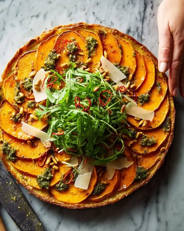Pumpkin Pesto Tart with Ricotta, Pine Nuts, and Rocket Recipe