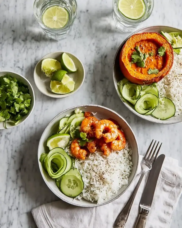 Baked Baby Pumpkin with Red Curry Prawns and Coconut Sauce Recipe