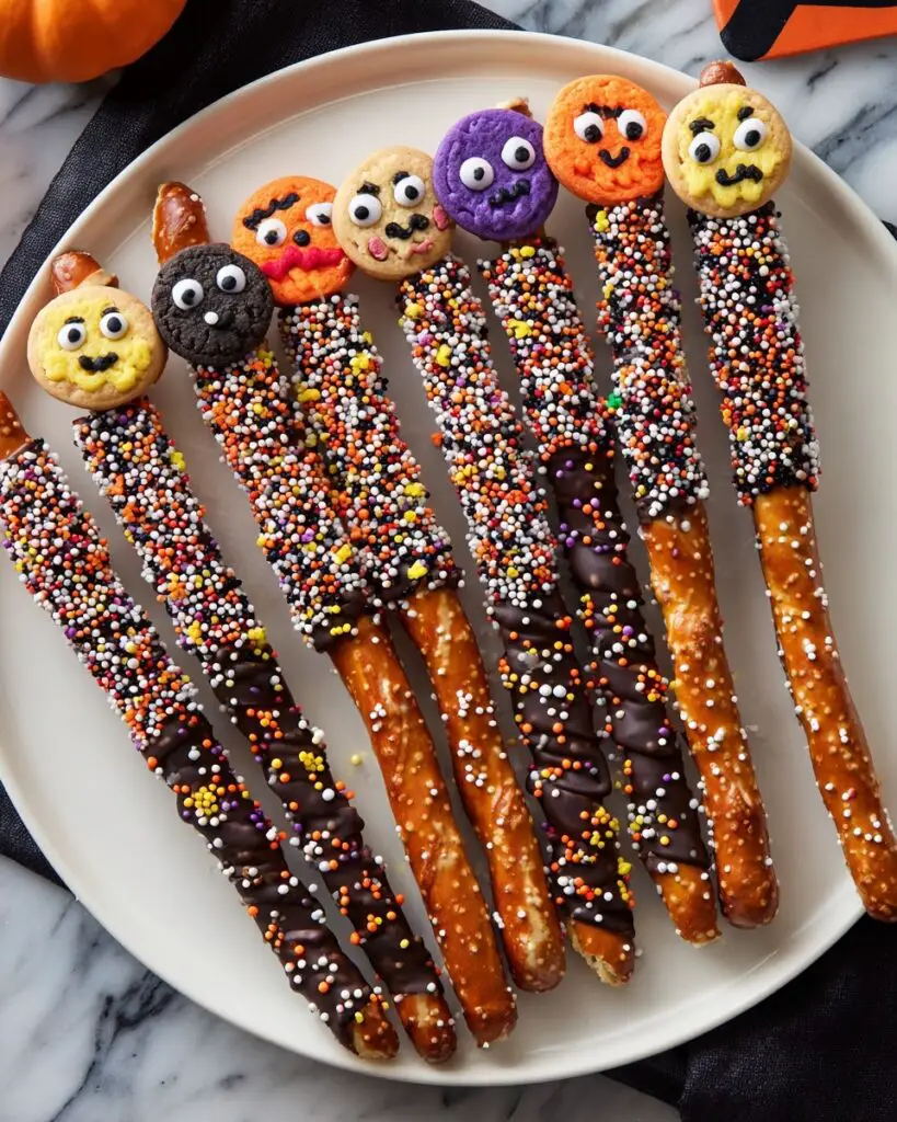 Halloween Emoji Pretzel Rod Treats Recipe