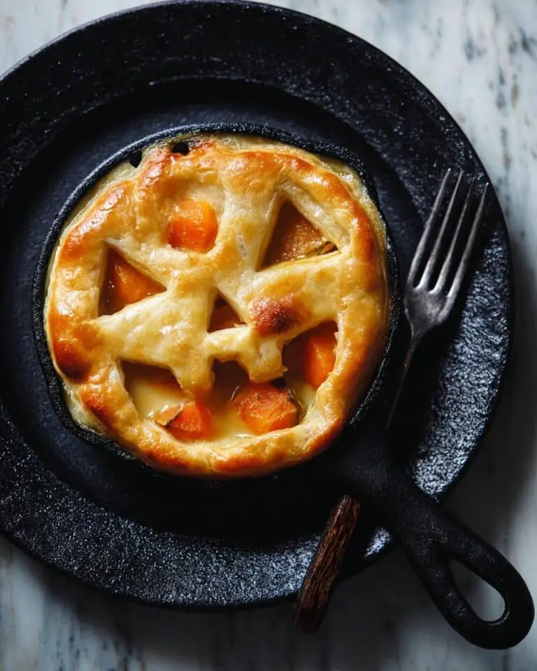 Jack-o’-Lantern Chicken and Sweet Potato Potpies Recipe