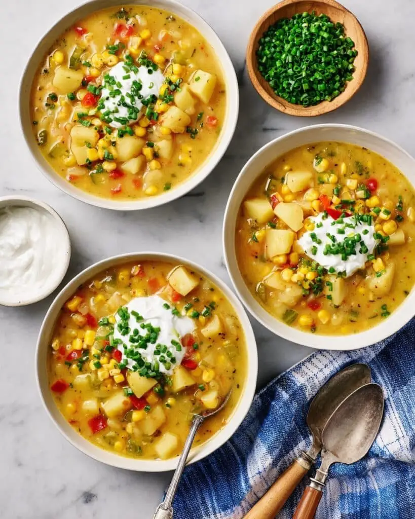 Creamy Corn Chowder with Cashews and Old Bay Seasoning Recipe