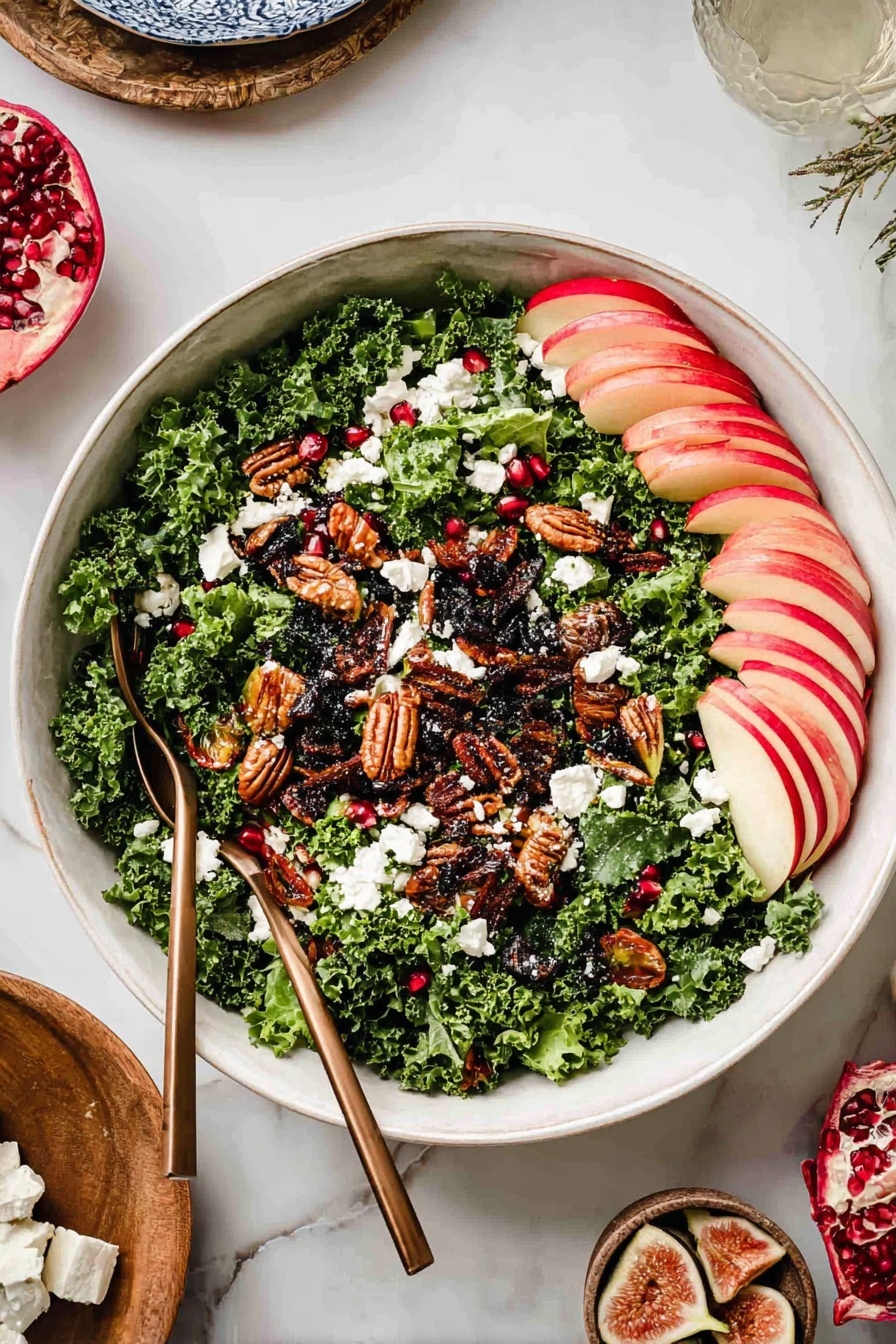 Fall Harvest Kale Salad with Fresh Fruit and Nuts Recipe - Serving