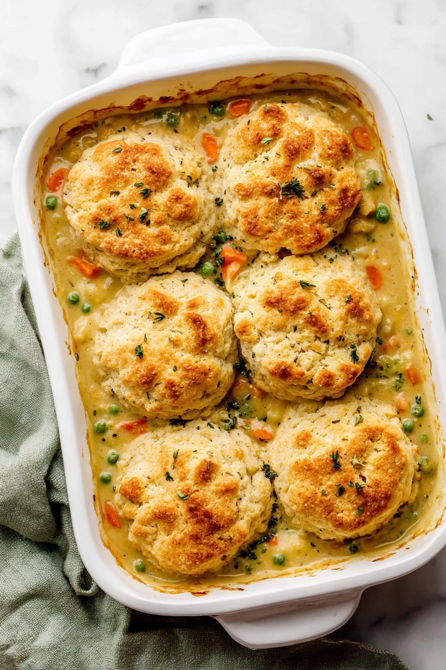A white ornate bowl holds a creamy chicken pot pie with three visible layers: at the bottom is a thick sauce mixed with vibrant green peas, bright orange carrot slices, and small broccoli pieces, all cooked together in a light beige gravy. On top, there is a golden-brown biscuit layer that looks crispy and slightly uneven in texture, adding a crusty contrast to the soft vegetables beneath. A silver spoon rests inside the bowl, partially covered by the sauce, and the bowl sits on a white marbled surface next to a soft green cloth. photo taken with an iphone --ar 2:3 --v 7 - Biscuit Vegetable Pot Pie Casserole, hearty vegetable pot pie, easy comfort casserole, homemade biscuit topping, veggie pot pie recipe