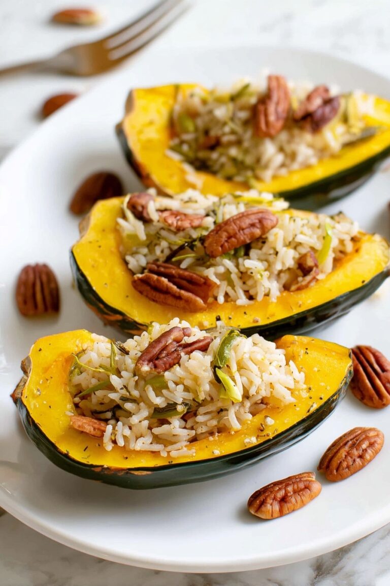 Stuffed Acorn Squash with Sage Rice and Pecans Recipe