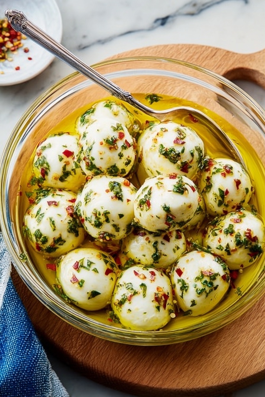 Marinated Mozzarella Balls Recipe - Serving