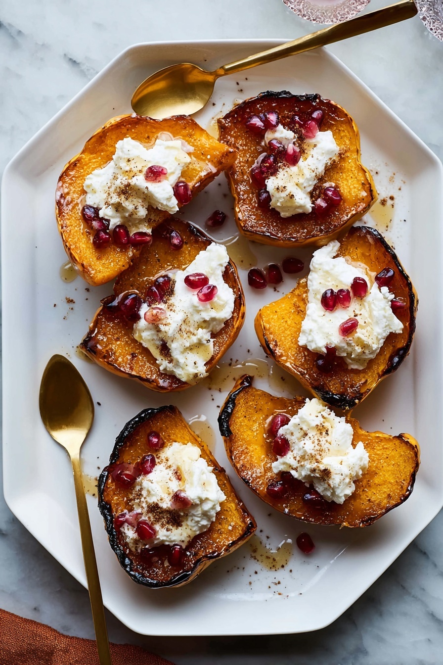 Roasted Acorn Squash with Ricotta and Pomegranate Recipe - Serving