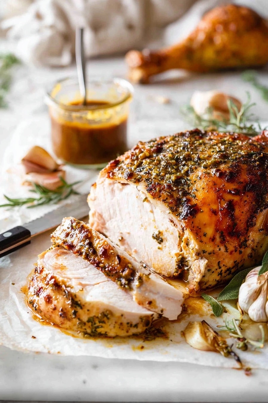 Garlic Herb Butter Roasted Turkey Breast Recipe - Serving