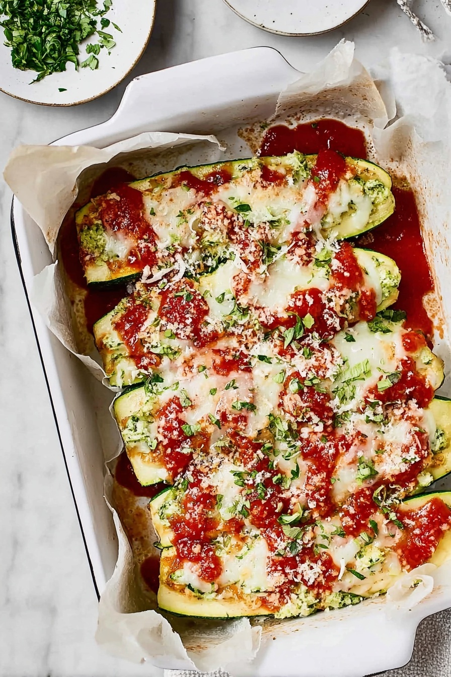 Lasagna Stuffed Zucchini Boats Recipe - Serving