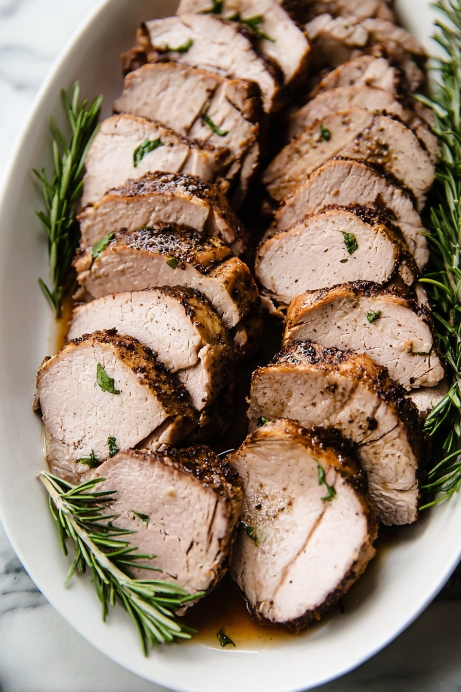 Herb Crusted Pork Roast with Port Wine Sauce Recipe - Serving