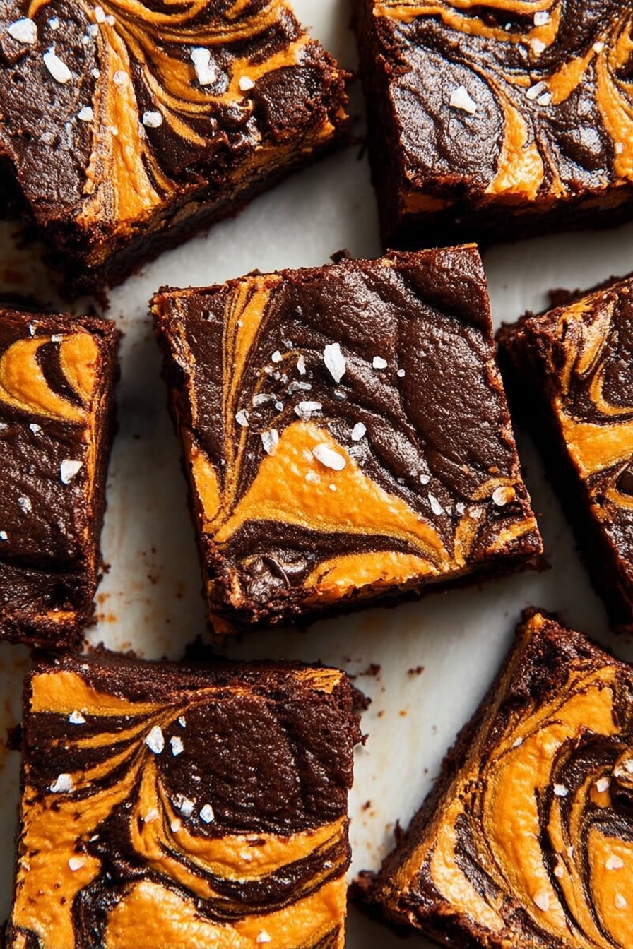 Pumpkin Brownies with Cream Cheese and Chocolate Chips Recipe - Serving