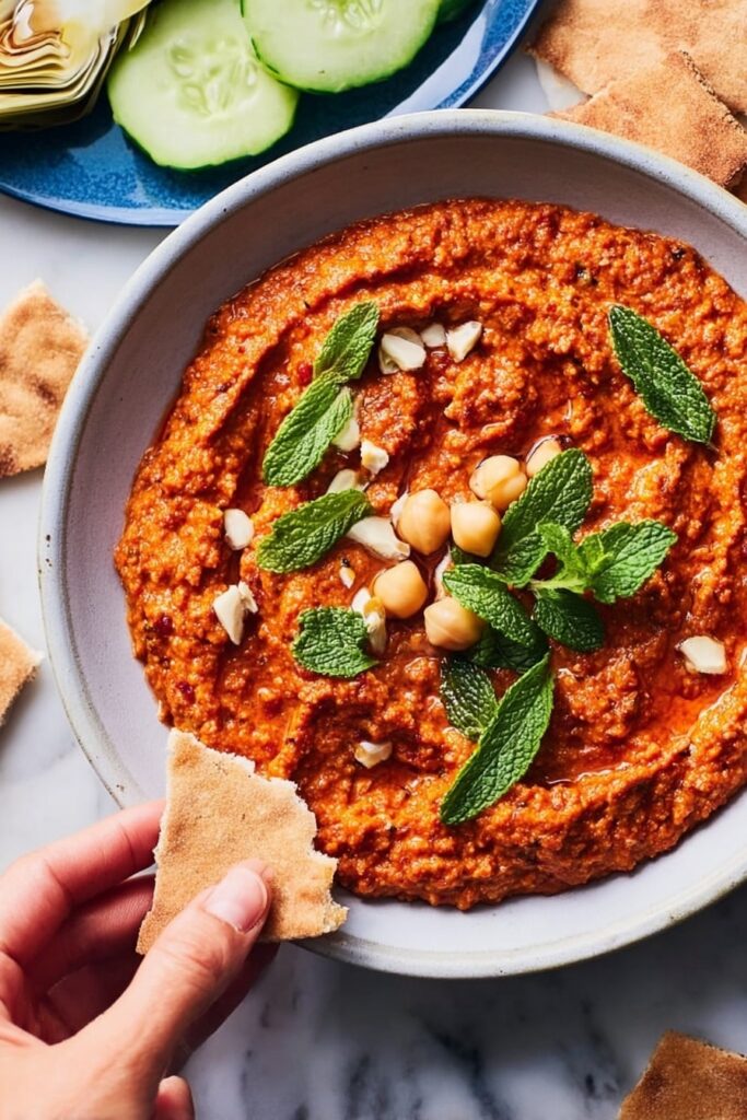 Muhammara: Roasted Red Pepper and Walnut Spread with Pomegranate Molasses Recipe