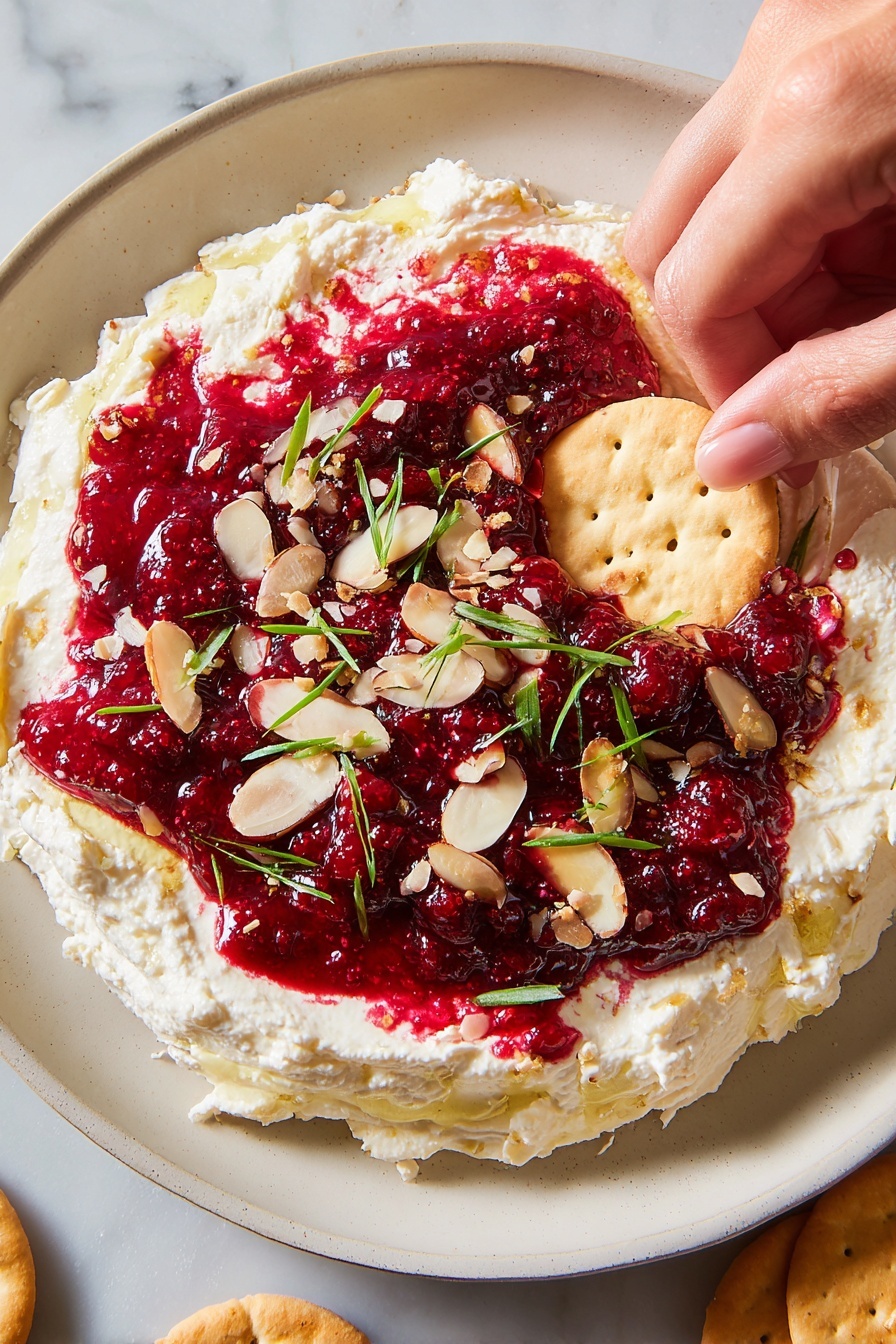 Cranberry Cream Cheese Spread with Almonds and Scallions Recipe - Serving