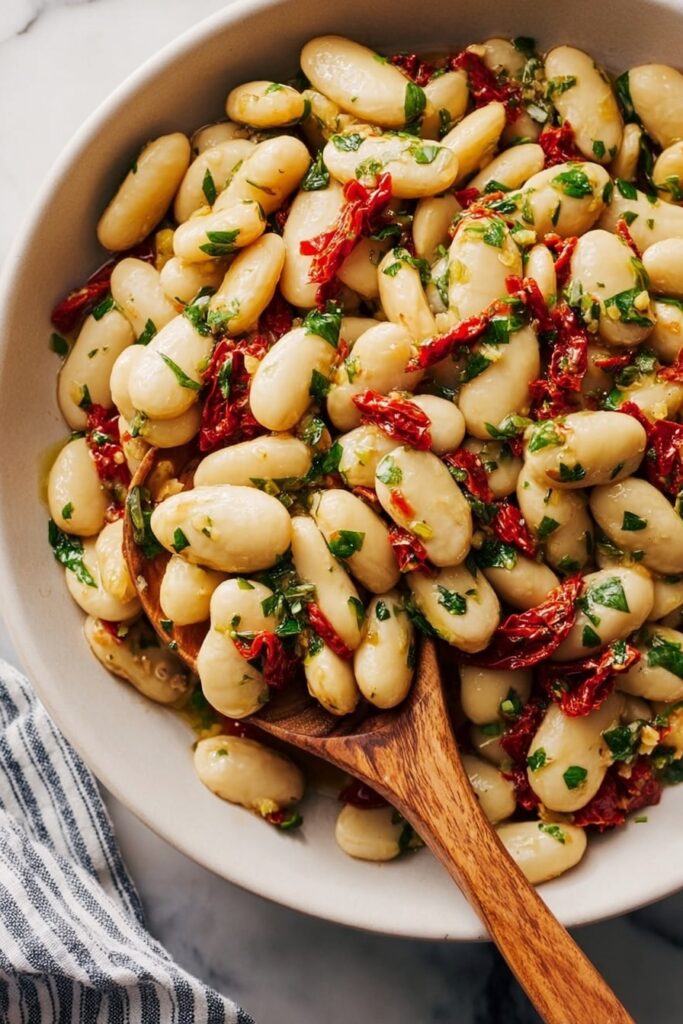 Marinated Gigante Beans with Lemon, Sun-Dried Tomatoes, and Fresh Herbs Recipe