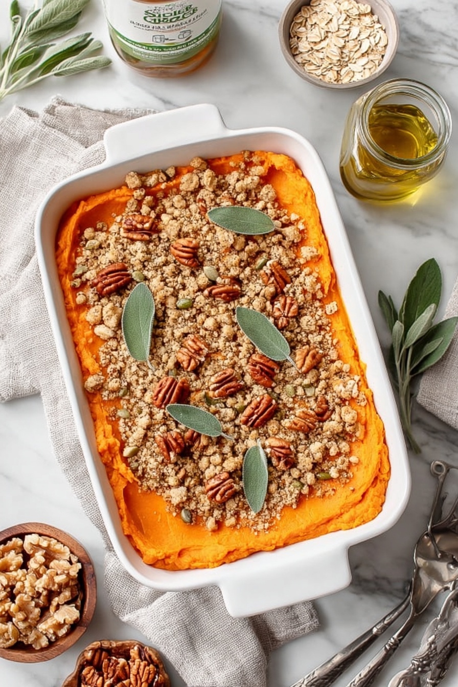 Sweet Potato Casserole with Pecan Crumble Recipe - Serving