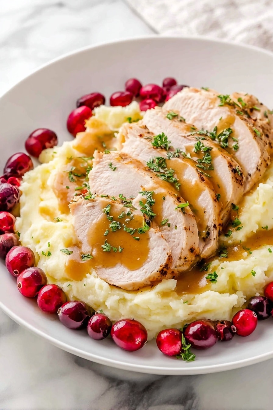 Instant Pot Turkey Breast with Creamy Gravy Recipe - Serving