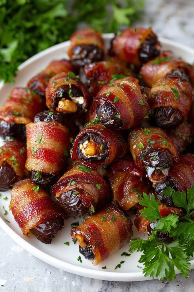 Bacon-Wrapped Dates with Goat Cheese and Maple Syrup Recipe