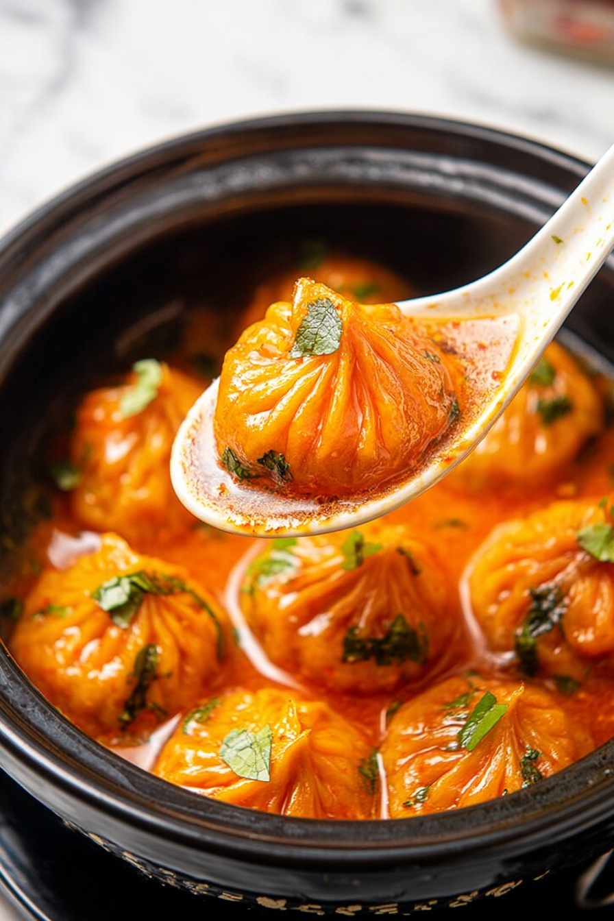 Soup Dumplings in Creamy Gochujang Sauce Recipe - Serving