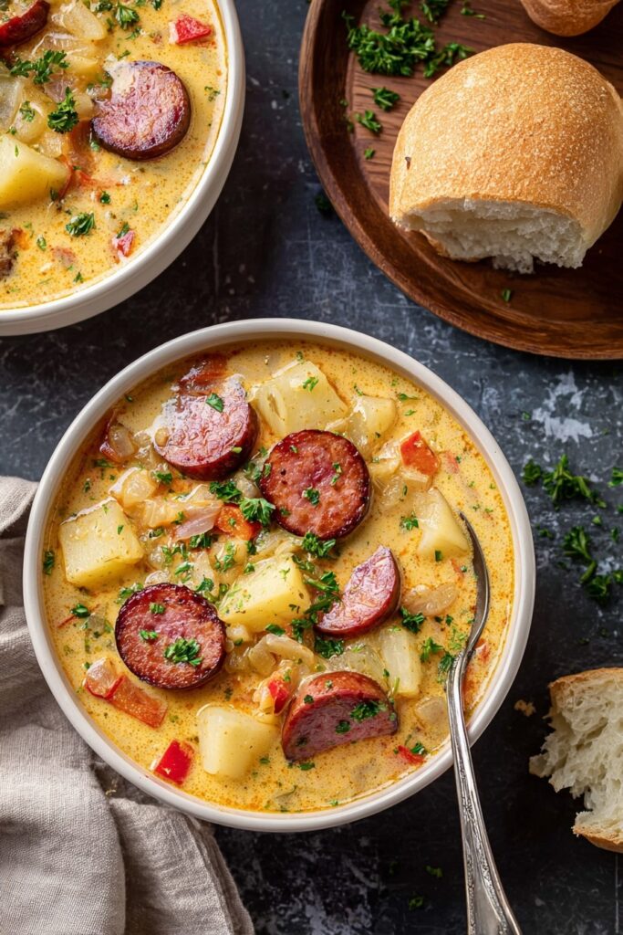 Cajun Potato Soup with Andouille Sausage and Cheddar Recipe